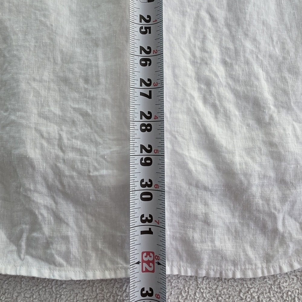 INC Linen Blouse 22W White 3/4 Sleeve Roll Tab Lightweight Top - Picture 5 of 16
